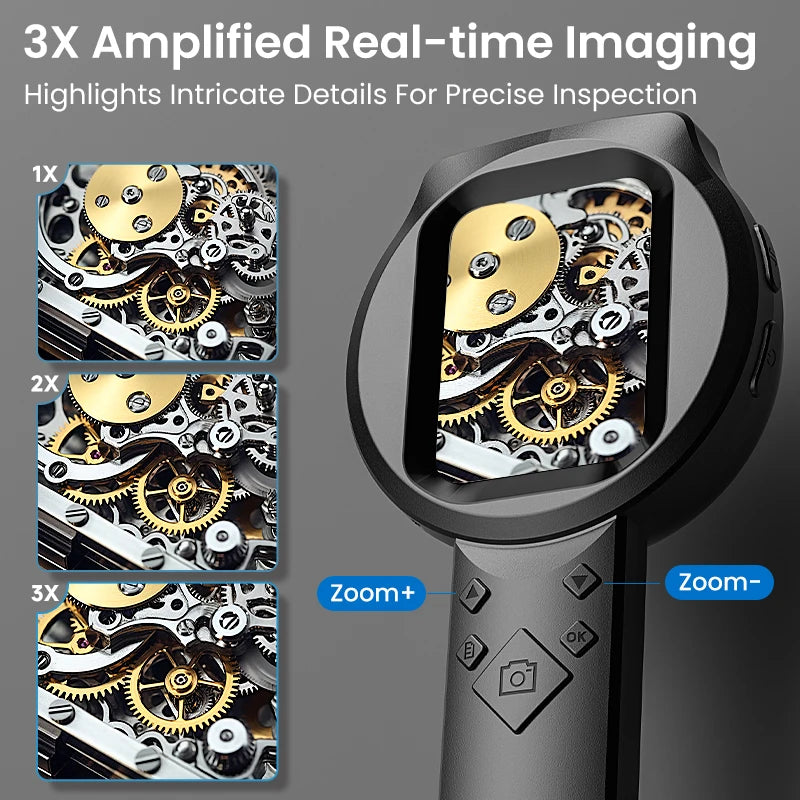 100X Portable Digital Magnifier 1080P HD Microscope 2.8-inch IPS Handheld Mignifying Glass for Electronics Repair Check Jewelry