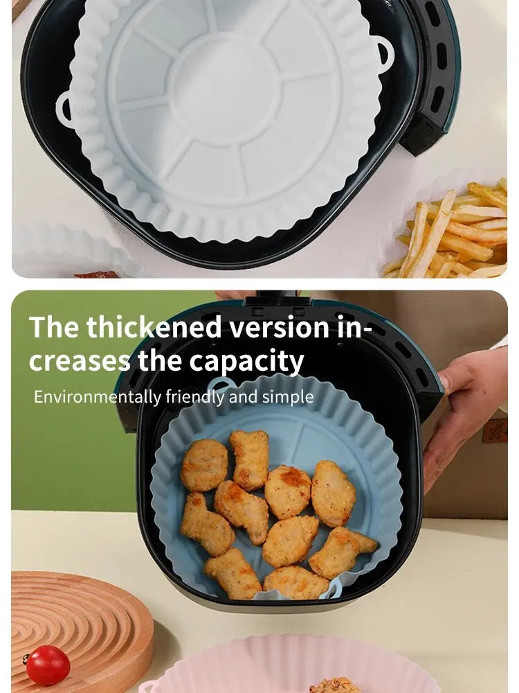 2 PCs Reusable Air Fryer Silicone Tray For Easy Cleaning Suitable For Round Pizza Grill Pan Mats Air Fryer Baking Accessories