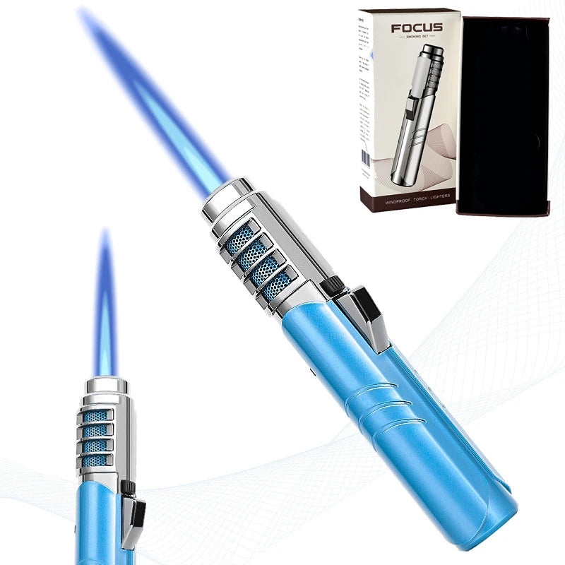 2100° Spray Gun Lighter Metal Outdoor Windproof Blue Strong Flame Spray Gun Lighter Suitable for Kitchen BBQ with Safety Lock