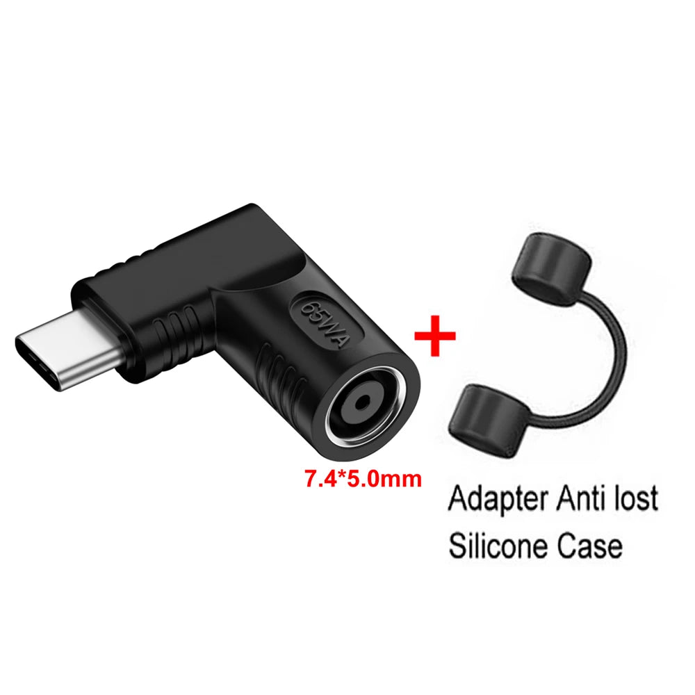 PD 65W Laptop Power Connector DC Jack Female to USB Type C Male Output Fast Charging Adapter for MacBook Tablet Switch Phone