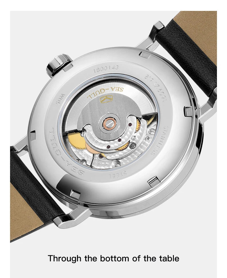 New Seagull Men's Automatic Mechanical Watch Official Authentic Bauhaus Business Casual Mechanical Wristwatch 819.17.6091