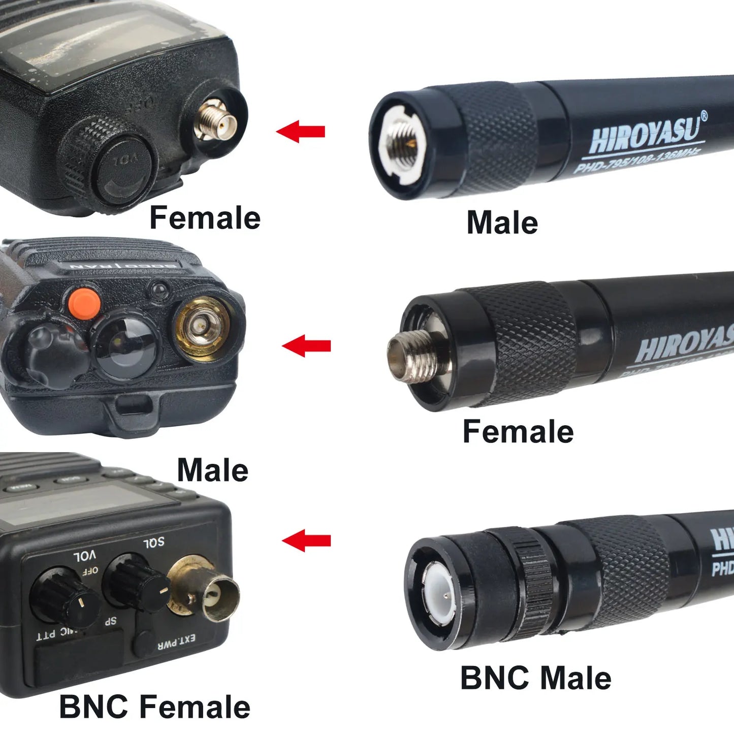 108-136MHz Handheld Whip Walkie Talkie Air Band Antenna 2.15dB 47CM 20Watts Hiroyasu PHD-795 for Baofeng UV-17Pro Gps Quansheng