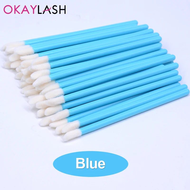Okaylash Disposable Glitter Lip Gloss Brush Eyelash Extension Cleaning Brushes Crystal Lipstick Applicators Cleaner Makeup Tools