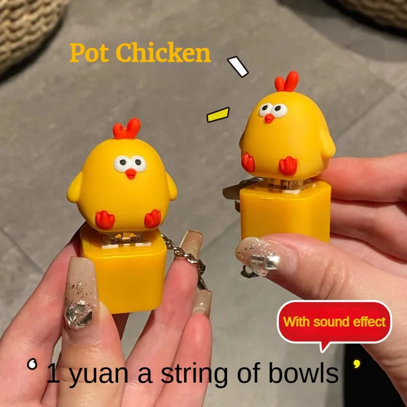 10PCS Tik Explosive Potty Chicken Dun Dun Chicken Buttons Voice Quirky Vocalization Cute Keychain Pendant Stress Relieving Toys