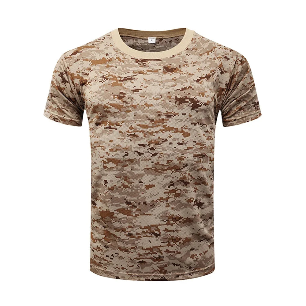 Camouflage 3D T-shirt men's outdoor fashion casual round neck short sleeved summer street outdoor sports T-shirt lightweight bre