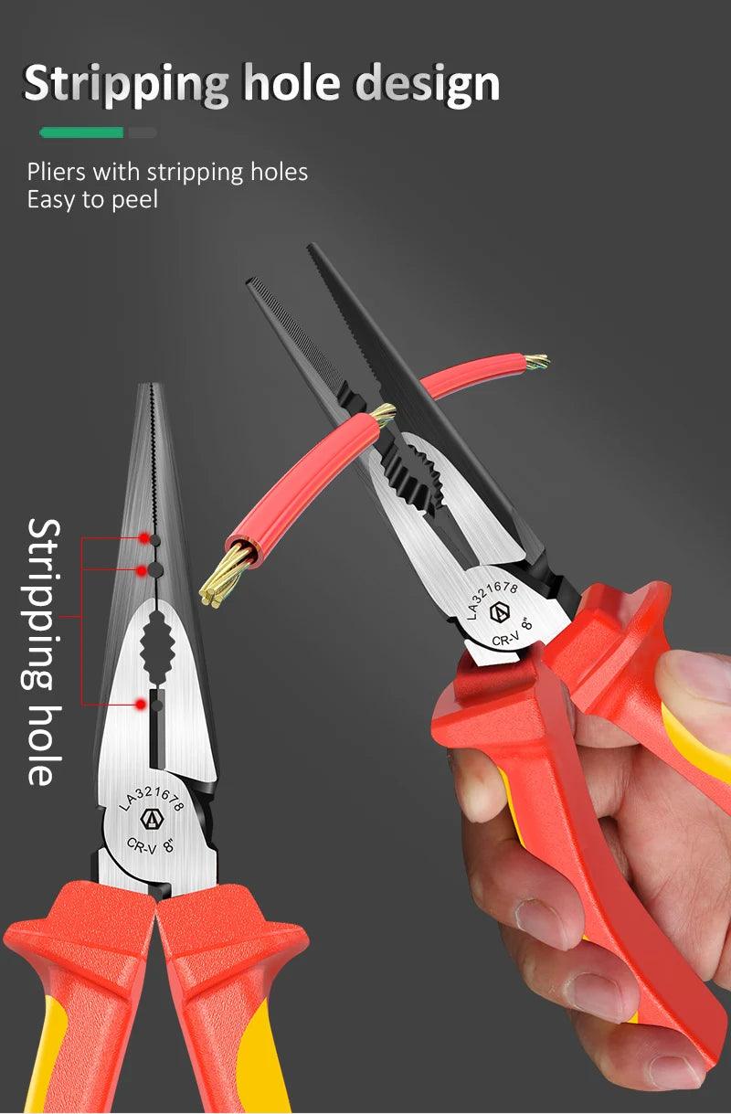 LAOA VDE Wire Cutters 6'' 7'' 8'' Insulated Combination Diagonal Needle Nose Pliers Electrician Tool High Voltage Resistance