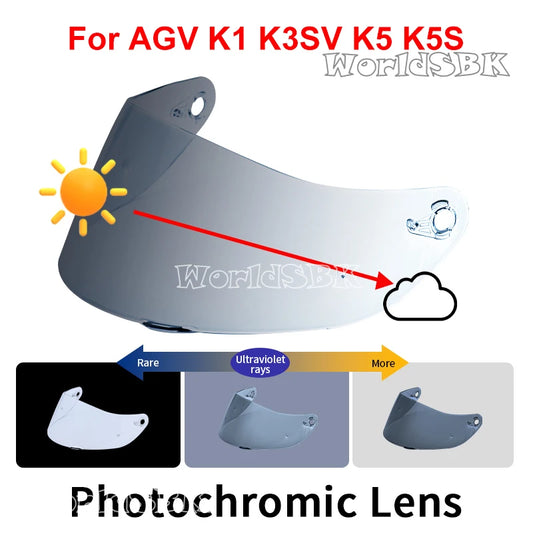 Photochromic Visor for AGV K5 K5S K5-S K3SV K3-SV K1 Helmet Glasses Screen Shield Windshield Accessories Parts Autochromic lens