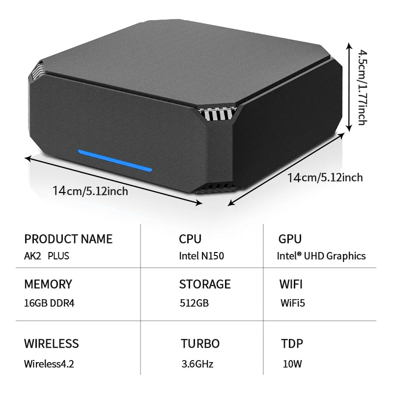 FIREBAT AK2 PLUS MiniPC Intel N150 N100 Dual Band WiFi5 BT4.2 16GB 512GB Desktop Gaming Computer Mini PC Gamer