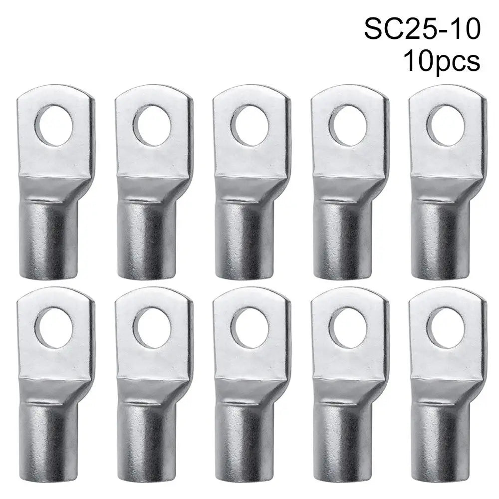 10pcs 16-35mm2 SC16-6 SC25-6 SC35-6 Tinned Copper Wire Nose Terminal Crimp SC Type Lugs Ring Cable Connector Kit