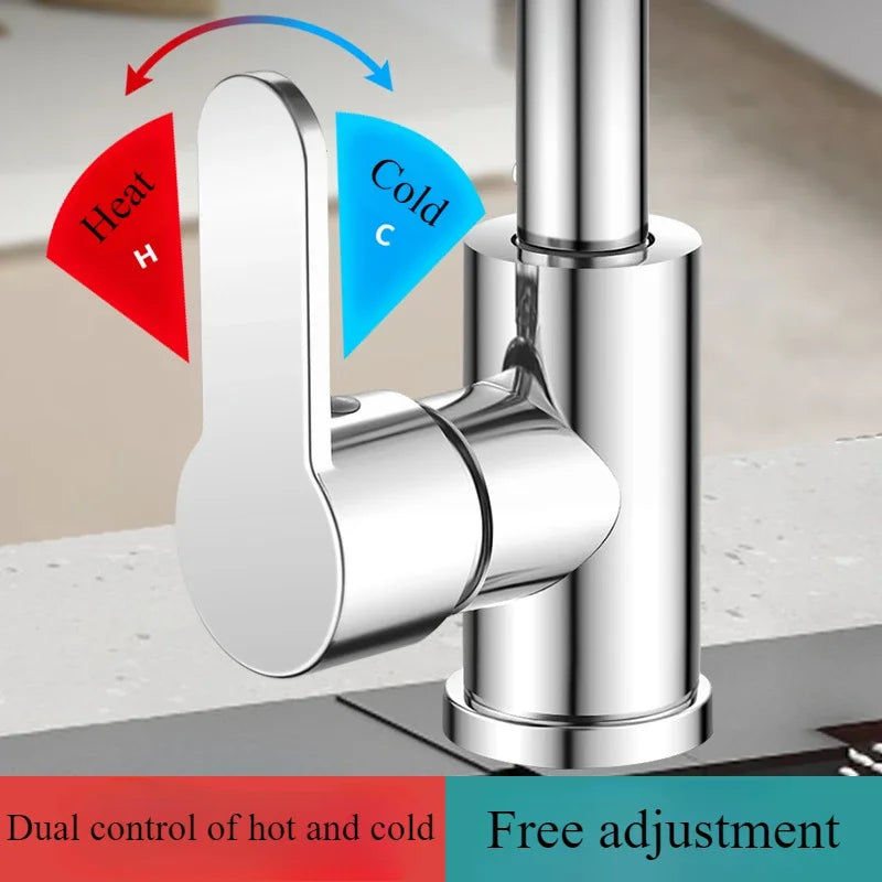Waterfall Design Kitchen Faucet in Plastic steel with 360° Rotating Spray Head for Hot and Cold Water Mixing Sink Faucet