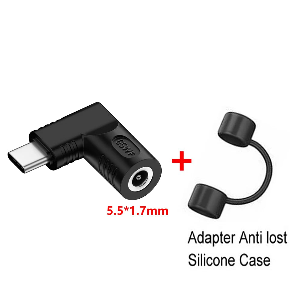 PD 65W Laptop Power Connector DC Jack Female to USB Type C Male Output Fast Charging Adapter for MacBook Tablet Switch Phone