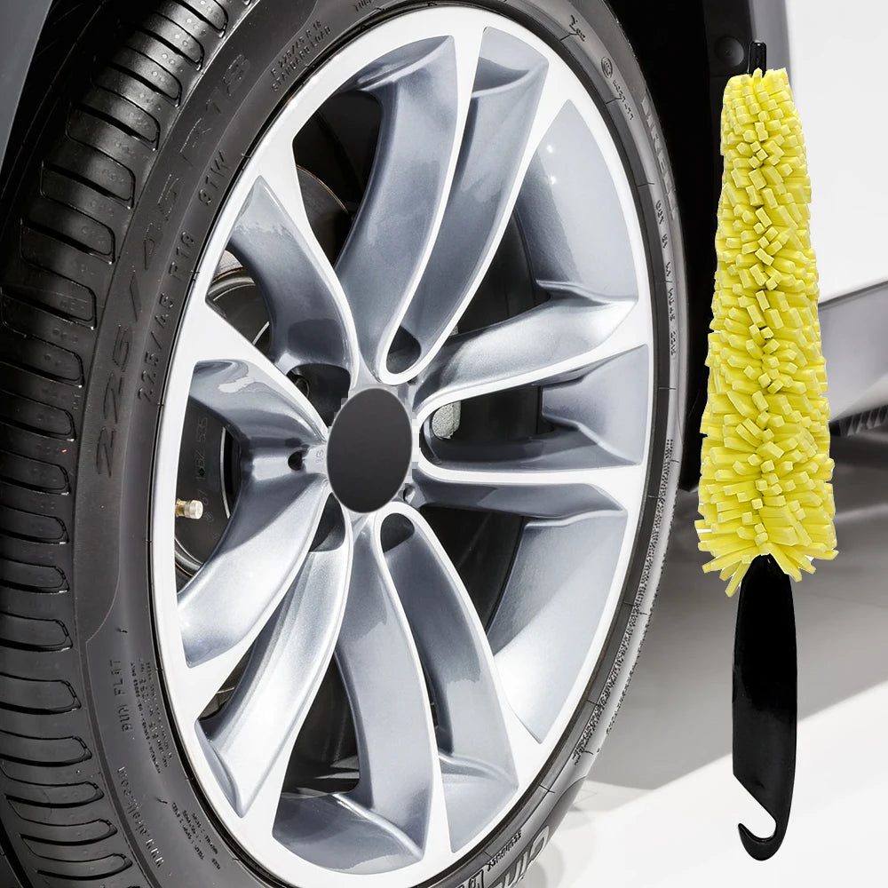 29cm Motorcycle Sponge Brush Wheel Rims Washer Car Hubcaps Wash Auto Cleaning Tool With Handle Bicycle Dirt Pit Bike Accessories