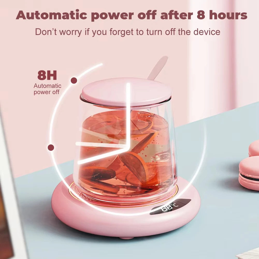 USB Intelligent Cup Heater Milk Coffee Tea Water Electric Heating Pad 3-levels Temperature Adjustable Coaster for Home Office