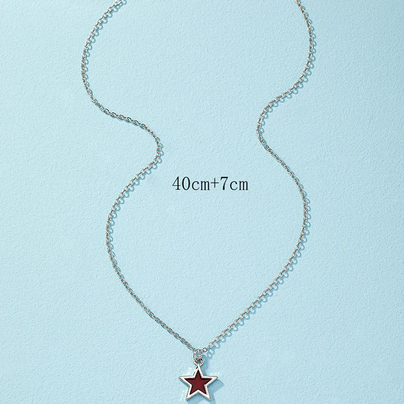 Women Star Heart Epoxy Pendant Gold Color Korean Chain Tinny Necklace Girls Trendy Shell Clavicle Choker Party Jewelry