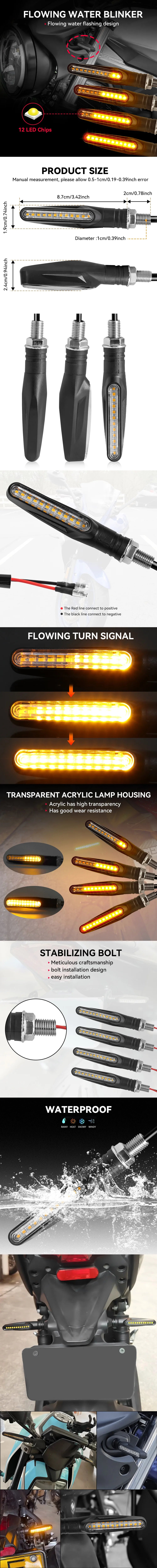 Motorcycle Turn Signal Lights Universal Motorcycle Indicators LED Motorbike Turning Indicators Daytime Running Lights