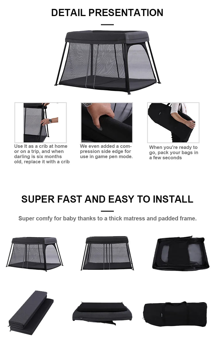 Outdoor Mini Folding Safety Infant Portable Playyards Baby Sleeping Bedside Bassinet Foldable Playpens Bed Cot Travel Baby Crib