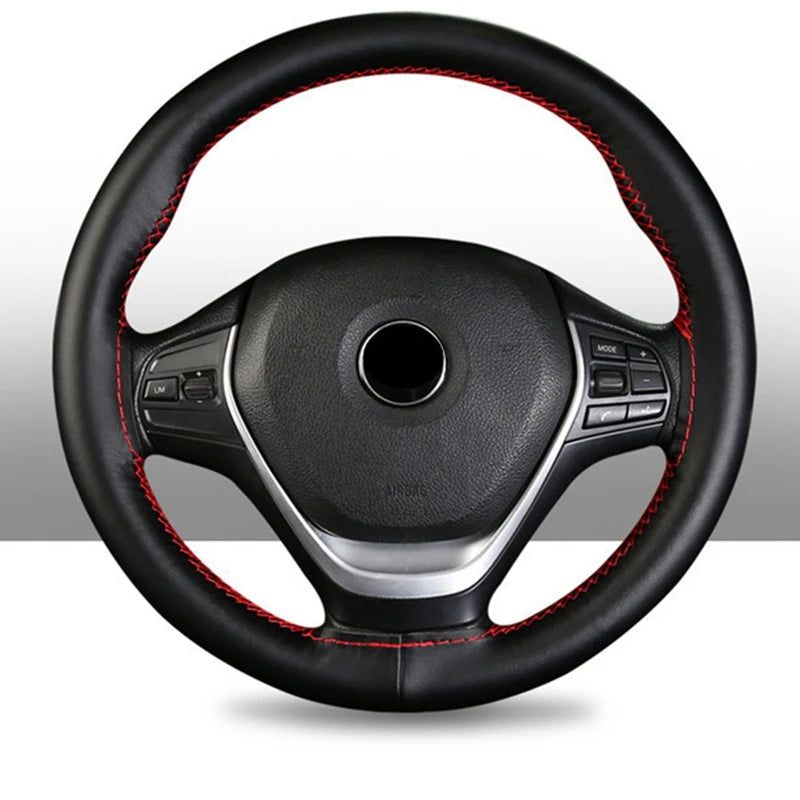 DIY Hand Sewing Steering Wheel Cover Microfiber Leather 37-38CM With Needle And Thread Interior Car Accessories Auto Interior