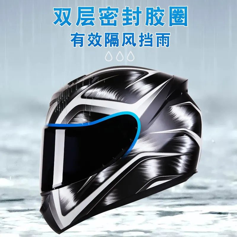 ICE.BEACON 3C certification national standard motorcycle helmet men and women winter personality safety four season rider Blueto