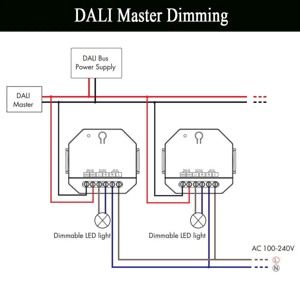 DALI AC Triac Dimmer DT-C With Push Switch Dimming Trailing DT4 Edge Dimmer for Single Color Dimmable LED Lamps AC100-240V 360W