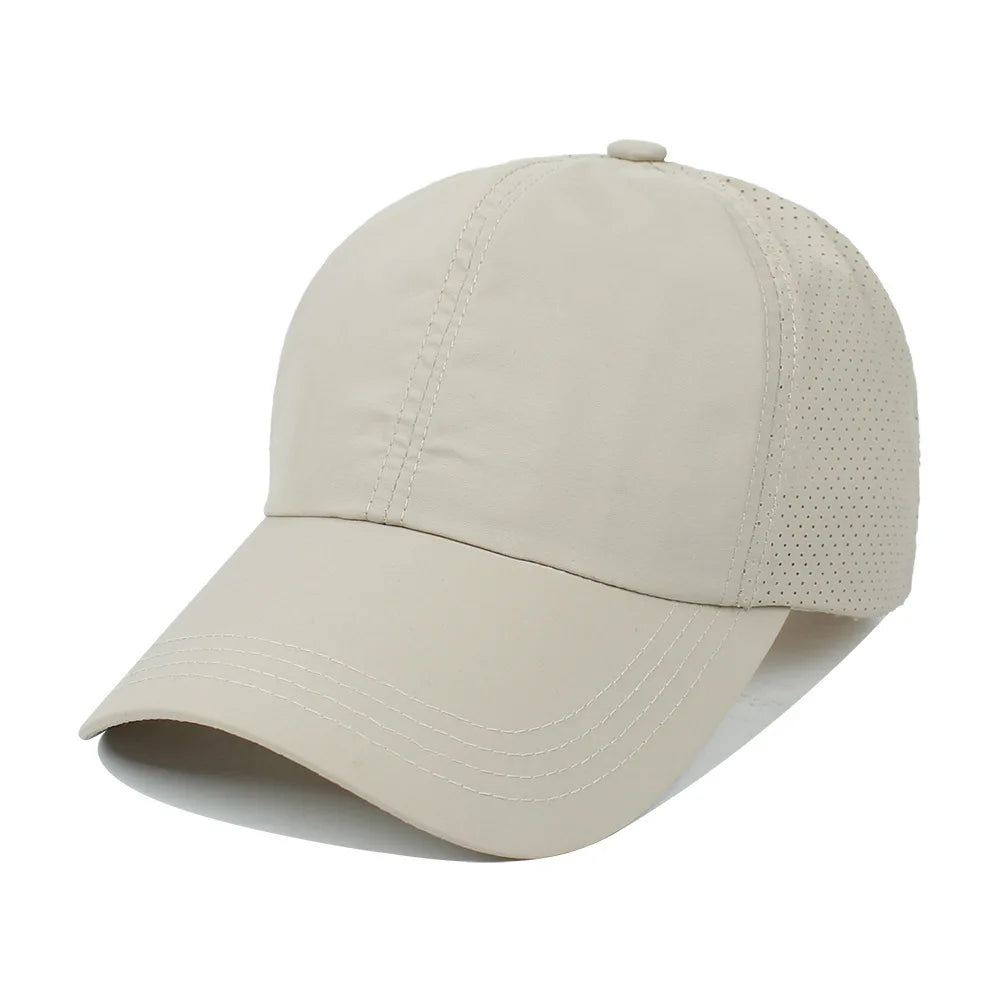 Summer Solid Color Baseball Cap Women's Athleisure Cross Ponytail Hat Mesh Quick-Drying Cap Visor Hat