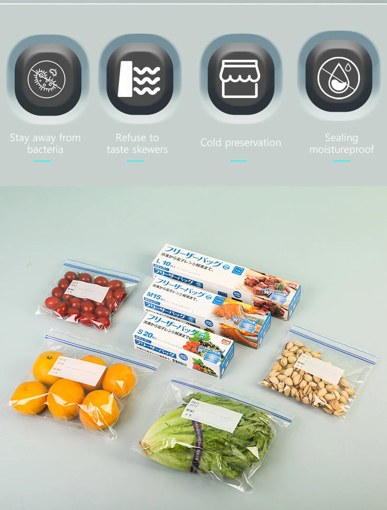 Food Grade Plastic Bag Zipper Sealing Freezer Storage Special Sliding Button Bag Thickened Self-sealing Bag