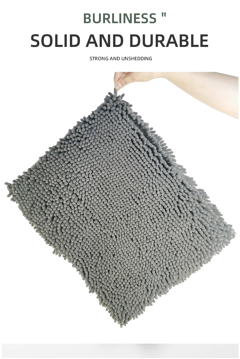 1pc 40*60cm Blue Soft and Absorbent Chenille Bath Rug - Non-Slip and Quick Dry Shower Carpet for Home Bathroom -Machine Washable
