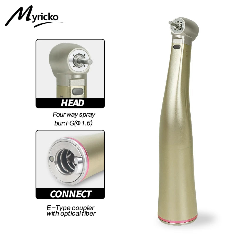 Myricko Dental For 1:1/1:5 Bule Fiber Optic Contra Angle Low Speed Handpiece Push Button Dentistry Instrument Tools