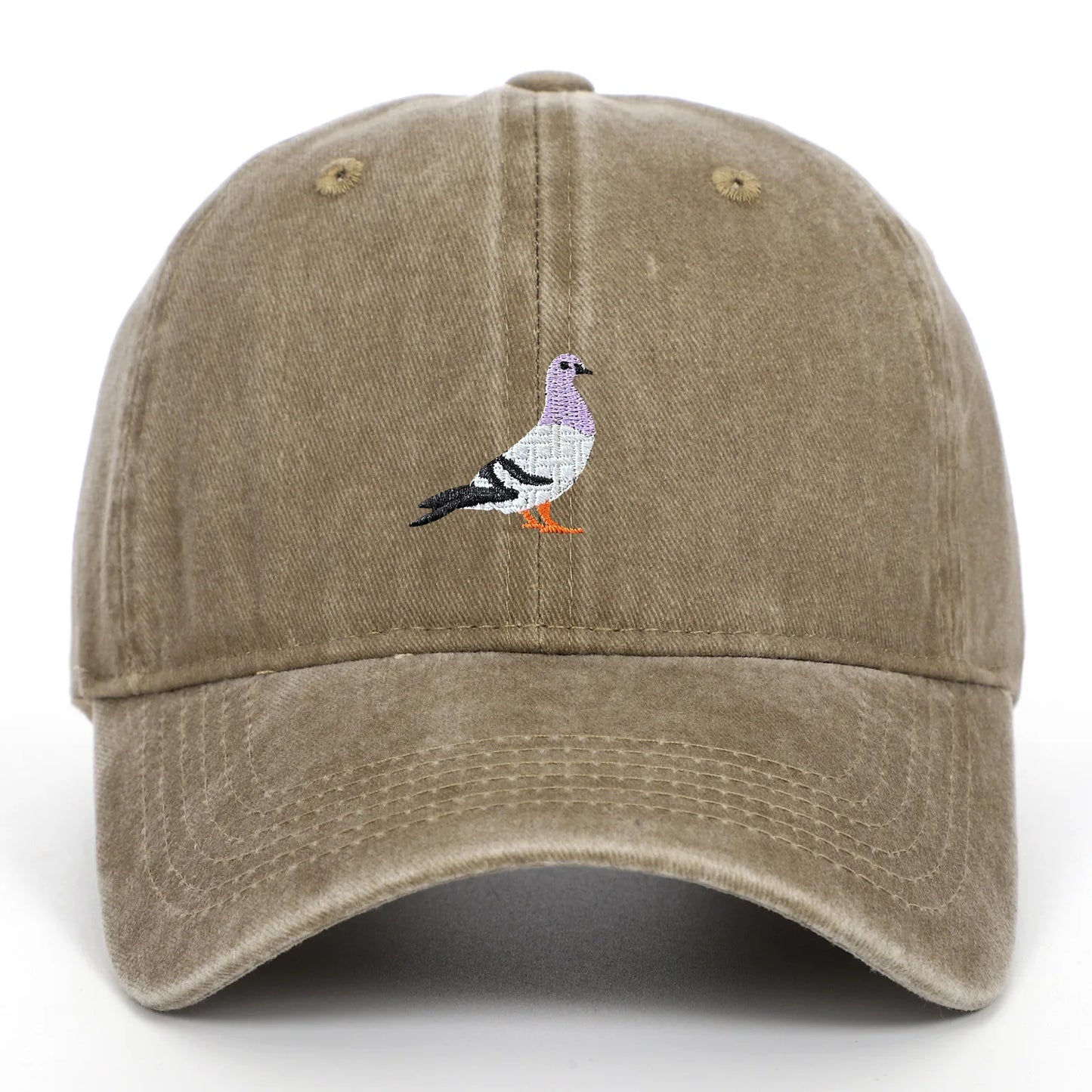 Spring New Pigeon Embroidery, Water Wash, Sun Protection Sun Hat for Men and Women Outdoor Sports, Fishing, Sun Protection Baseb