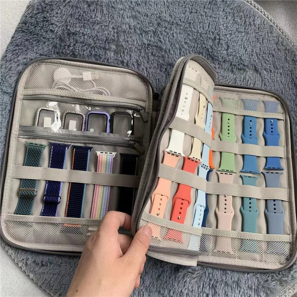 Watch Band Organizer - Watch Straps Holder Carrying Case Storage Bag Travel Pouch for Women Men Most Sizes of Watch Bands