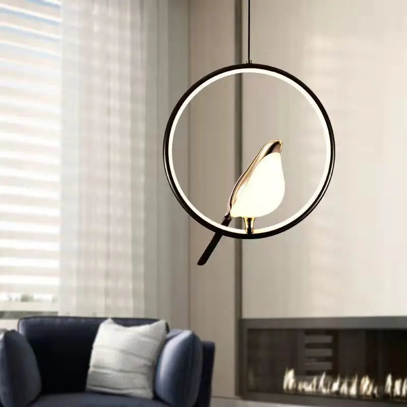 Modern LED Magpie Bird Pendant Lights Chandelier Lighting for Sofa Background Kitchen Indoor Hanging Lamps Corridor Gold Silver