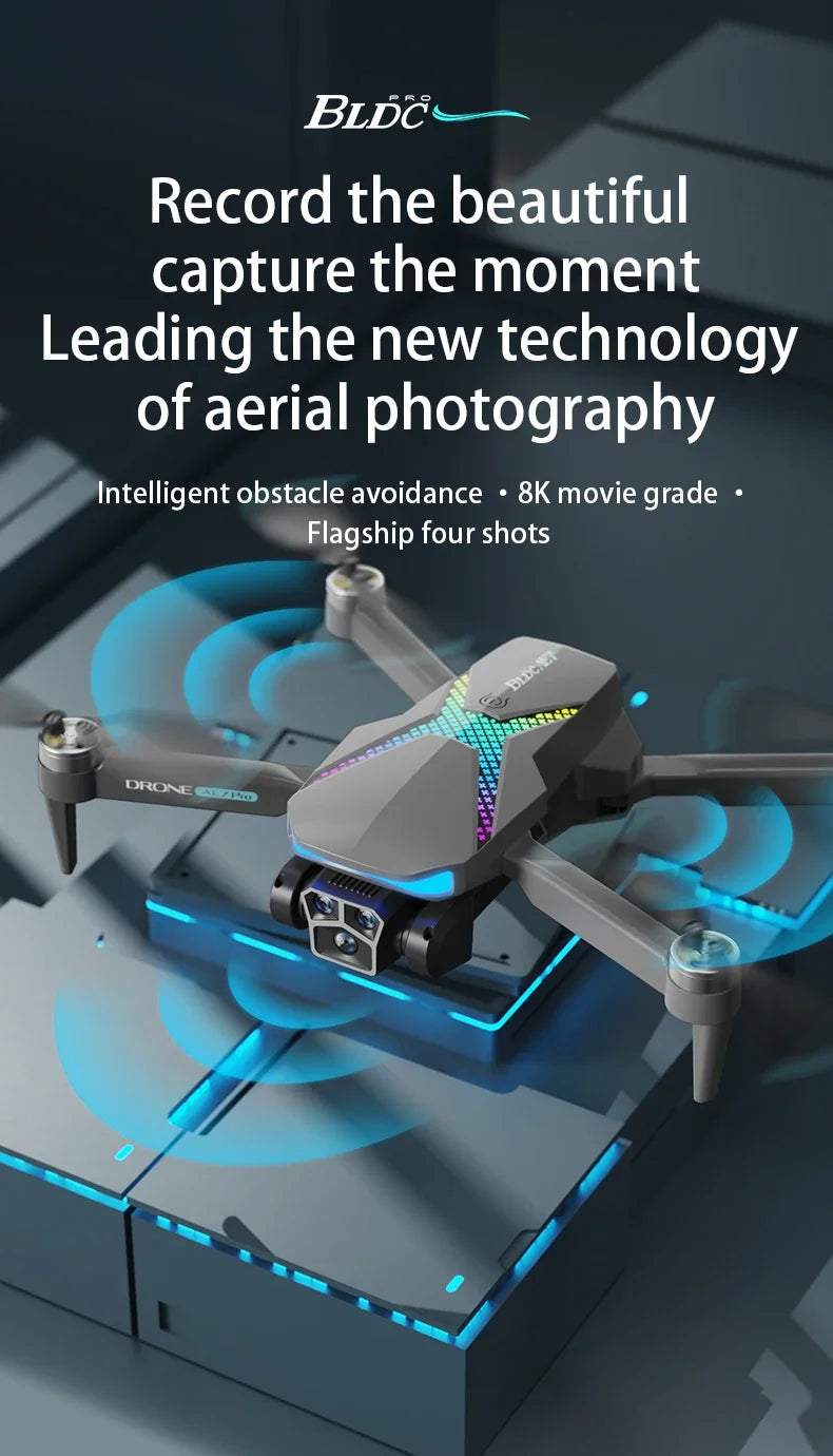 Hot Drone AE7 Pro Brushless Professional 8K HD Camera WIFI FPV Obstacle Avoidance Optical Flow RC Foldable Quadcopter Toys