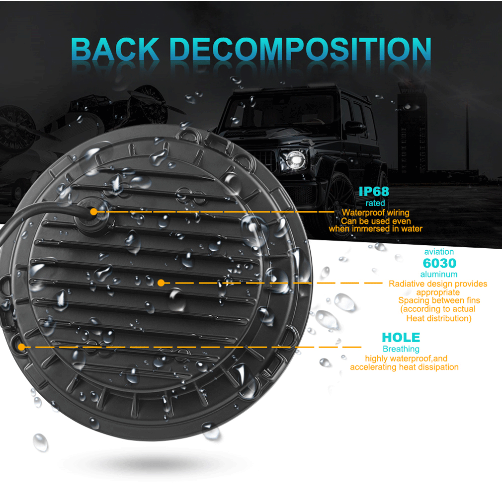2pcs Car 7" Led Headlight Hi/Low H4 Halo Angle Eyes For Urban Harley BMW Jeep JK 4x4 Suzuki Samurai Jeep Wrangler Off Road