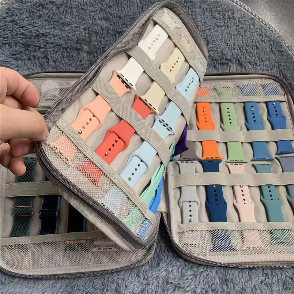 Watch Band Organizer - Watch Straps Holder Carrying Case Storage Bag Travel Pouch for Women Men Most Sizes of Watch Bands