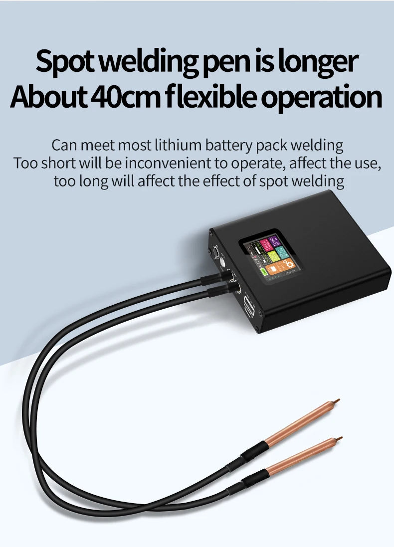 Portable Design 30-speed Spot Welder with Digital Color Screen Display, Li-ion Battery 0.1~0.25-18650mm