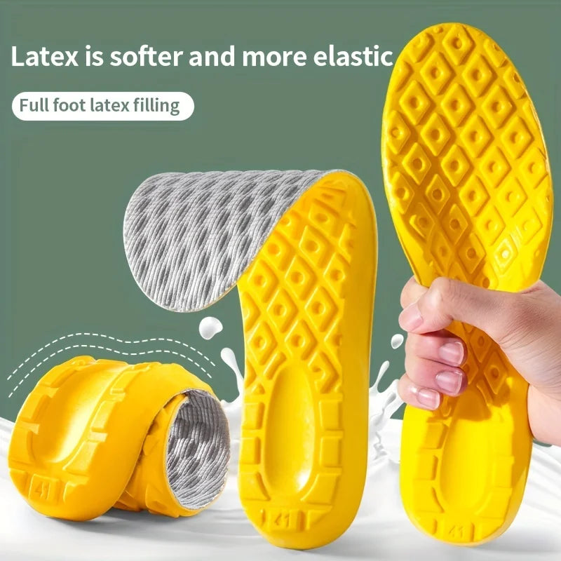 1 Pair 4D Soft Latex Memory Foam Insoles Sport Support Insert Breathable Insoles For Women Men Running Insoles