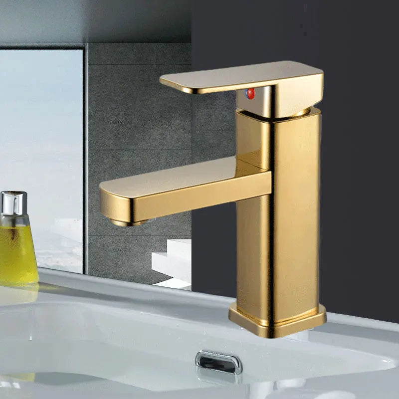 RETHME Gold faucet bathroom faucet metal stainless steel handle hot and cold mixer faucet square faucet beautiful bathroom