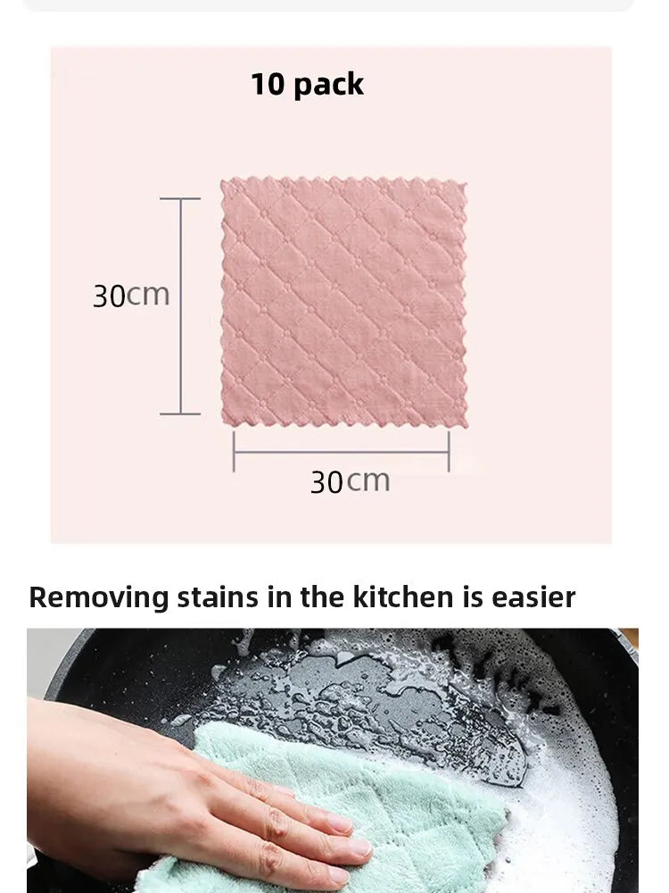 10/20pcs Dishwashing Cloth Kitchen Cleaning Wipes Household Multipurpose Absorbent Nonstick Oil Fiber Cleaning Cloth