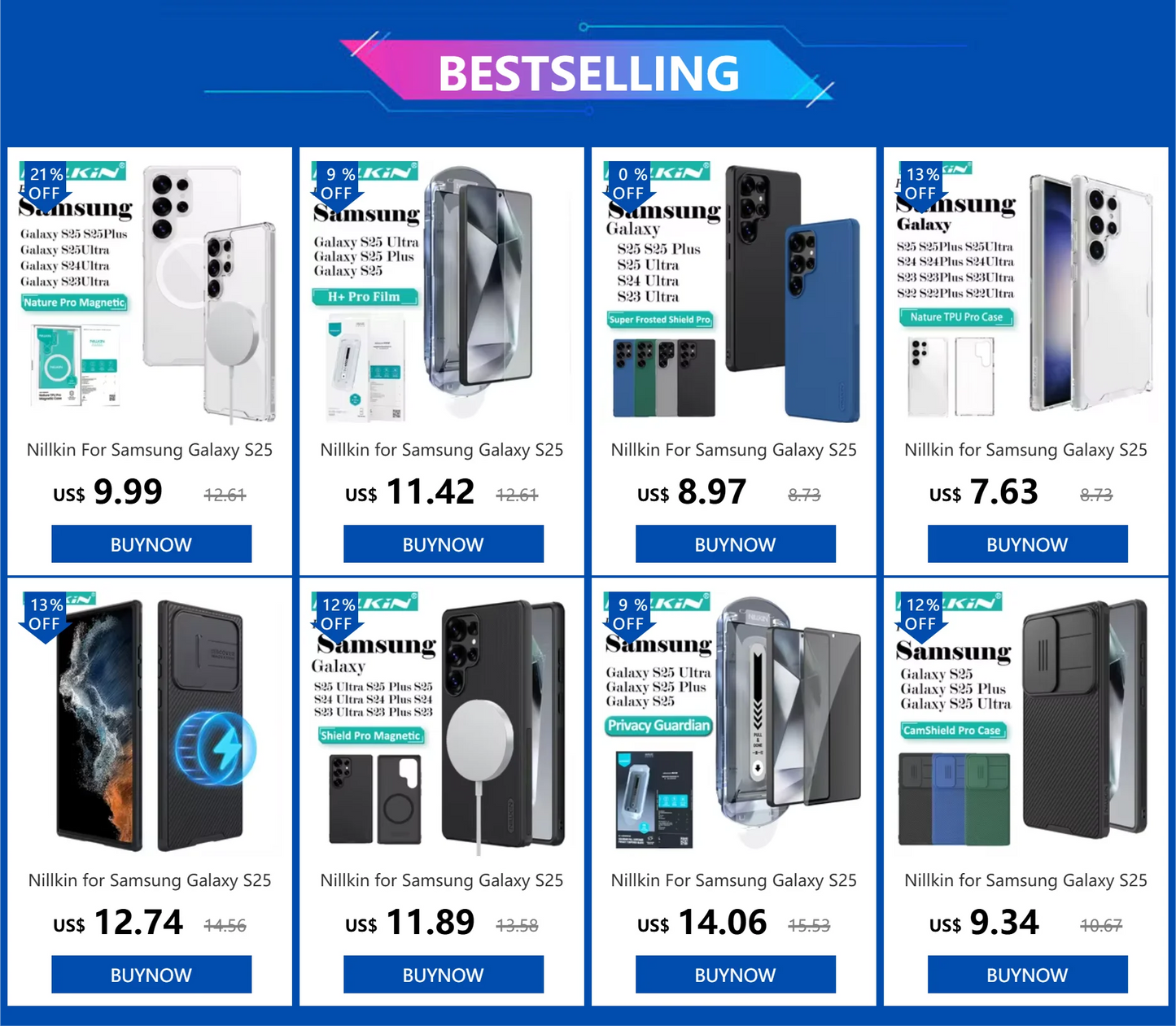 Nillkin for Samsung Galaxy S25 Ultra S25 Plus S25 Edge H+PRO Anti-Explosion Tempered Glass Phone Screen Protector