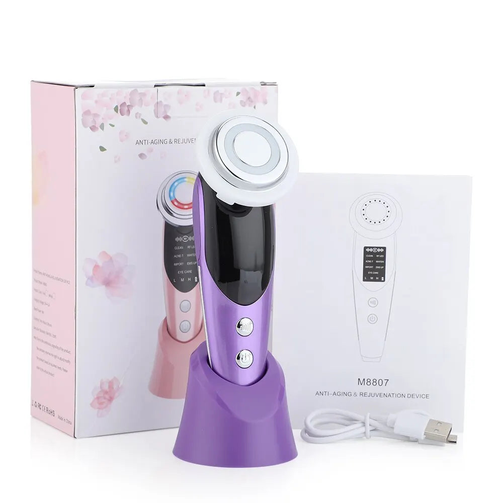 7 in 1 Face Lift Devices Microcurrent Skin Rejuvenation EMS RF Women Facial Massager Light Therapy Anti Aging Wrinkle Beauty