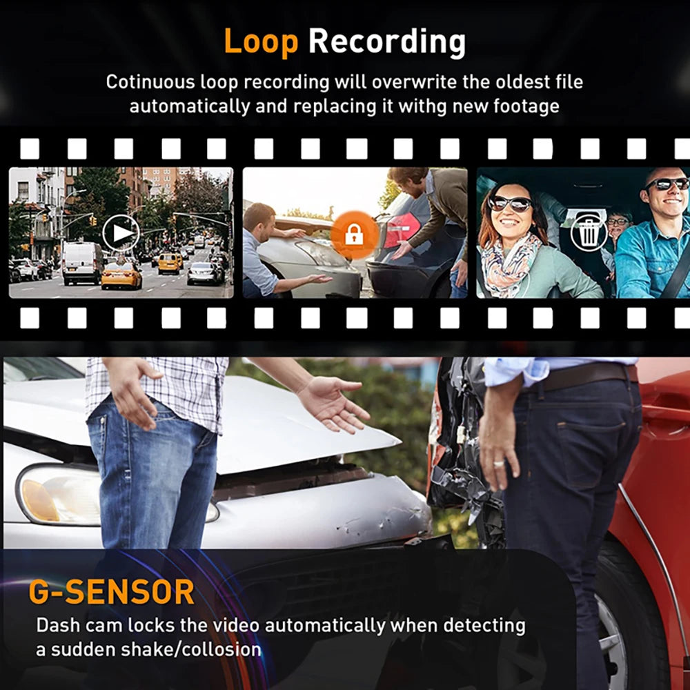 3 Channel Dash Cam for Cars Camera Black Box 1080P Video Recorder Rear View Camera for Vehicle Car DVR car accessories