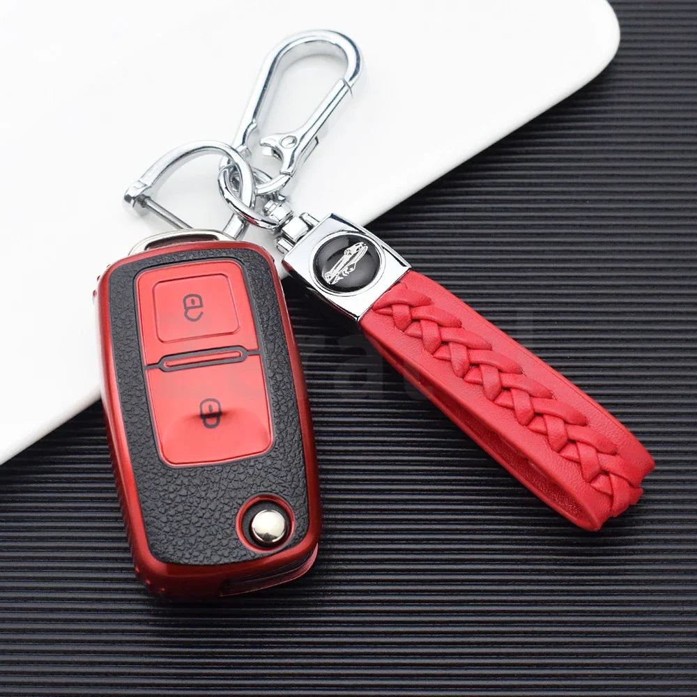 TPU Leather Car Key Cover Case Procted For VW Golf Bora Jetta POLO Passat Skoda Superb Octavia Fabia SEAT Ibiza Leon 2/3 Buttons