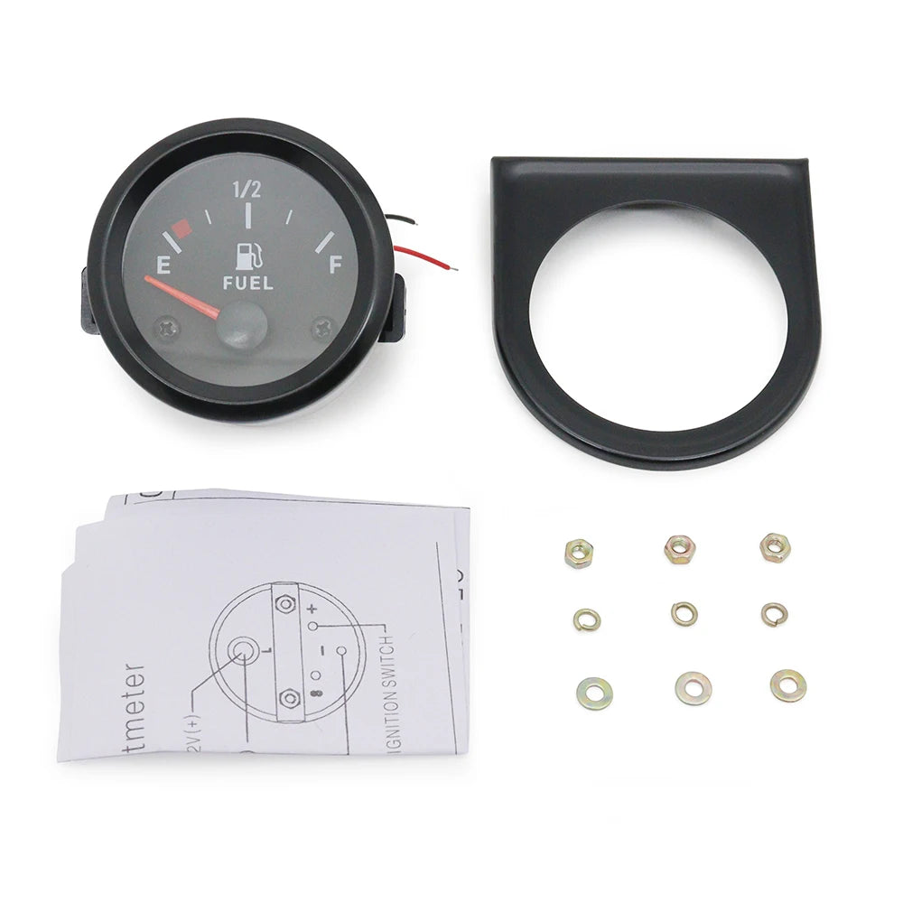 12V 52mm Universal Car Fuel Gauge Fuel Level Gauge Meter High Sensitivity White LED Light Black Rim Automotive Gauges