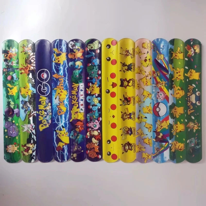 Pokemon Slap Snap Wrap Bracelet Pikachu Wristbands Anime Doll Characters Children Hand Ring Educational Toys Birthday Gift