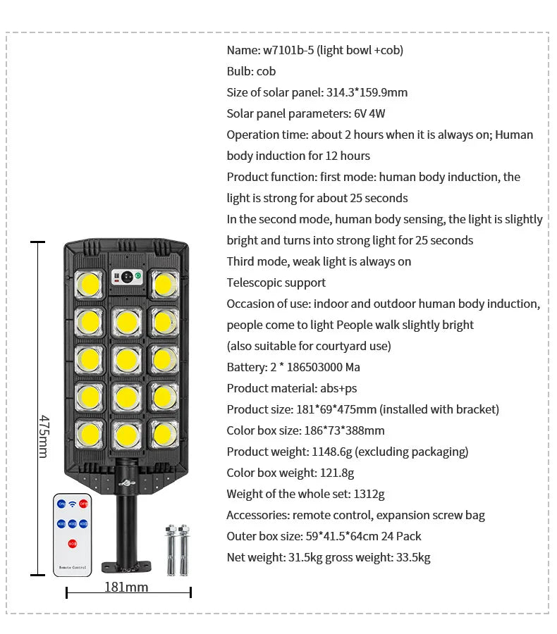 LED Solar Street Light Outdoor Waterproof LED For Garden Wall Adjustable Angle Solar Lamp Built-in Lithium Battery