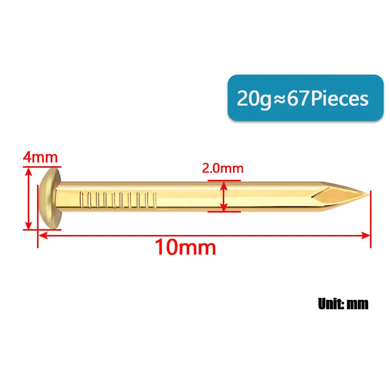 1.5mm/2.0mm 20g Mini Brass Nails - Round Head Copper Brads for Woodworking, Model Making & DIY Crafts (Gold Color )