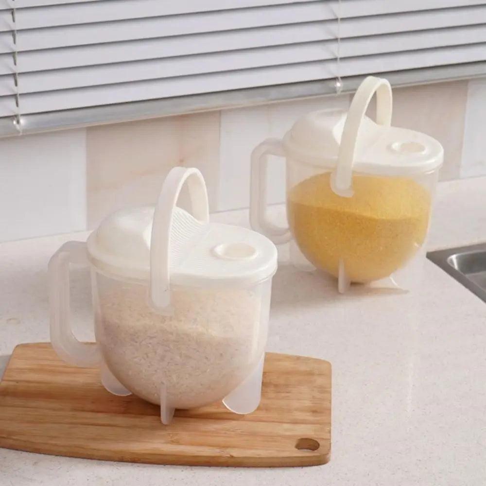 Rice Washer Creative Hand-Free Washing Rice Basin Sieve Plastic Rice Bucket Basket With Draining Flushing Type Rice Cleaning