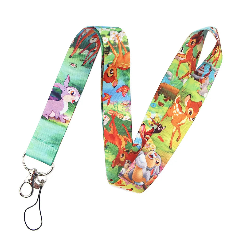 KKZ004 Mickey&Minnie Stitch Lanyard For Keys Keychain Badge Holder ID Credit Card Pass Hang Rope Lariat Phone Charm Gift