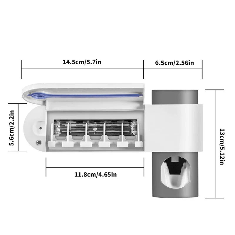 Toothbrush Holder Wall Mounted Solar UV Light Ultraviolet Toothbrush Sterilizer Automatic Toothpaste Holders Bathroom Accessory