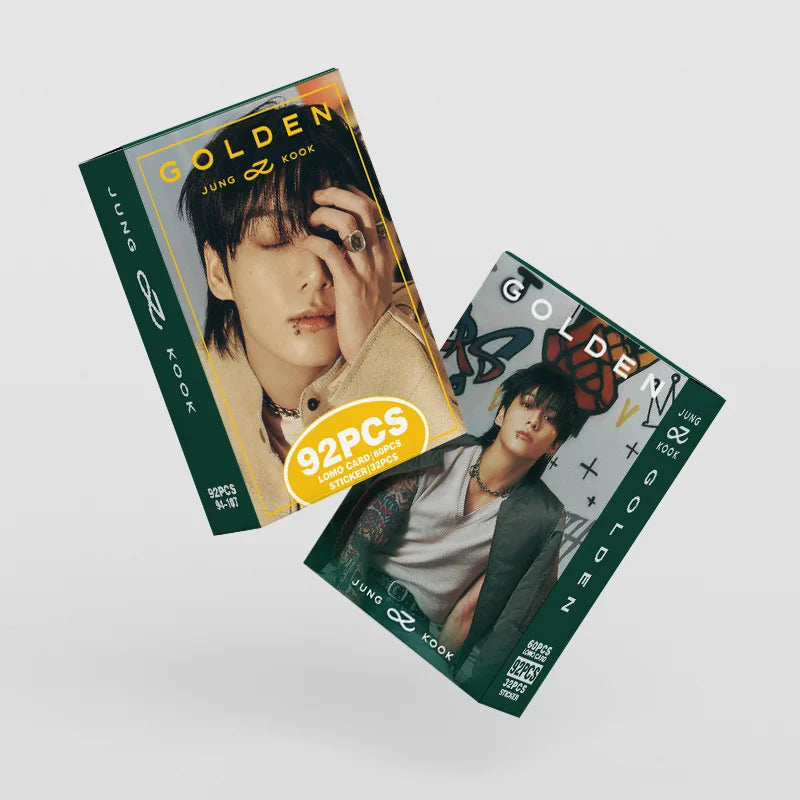 New 92 JUNGKOOK Solo Album GOLDEN Merchandise Photo Album Stickers JK Double-Sided LOMO Cards Celebrity Fan Gifts