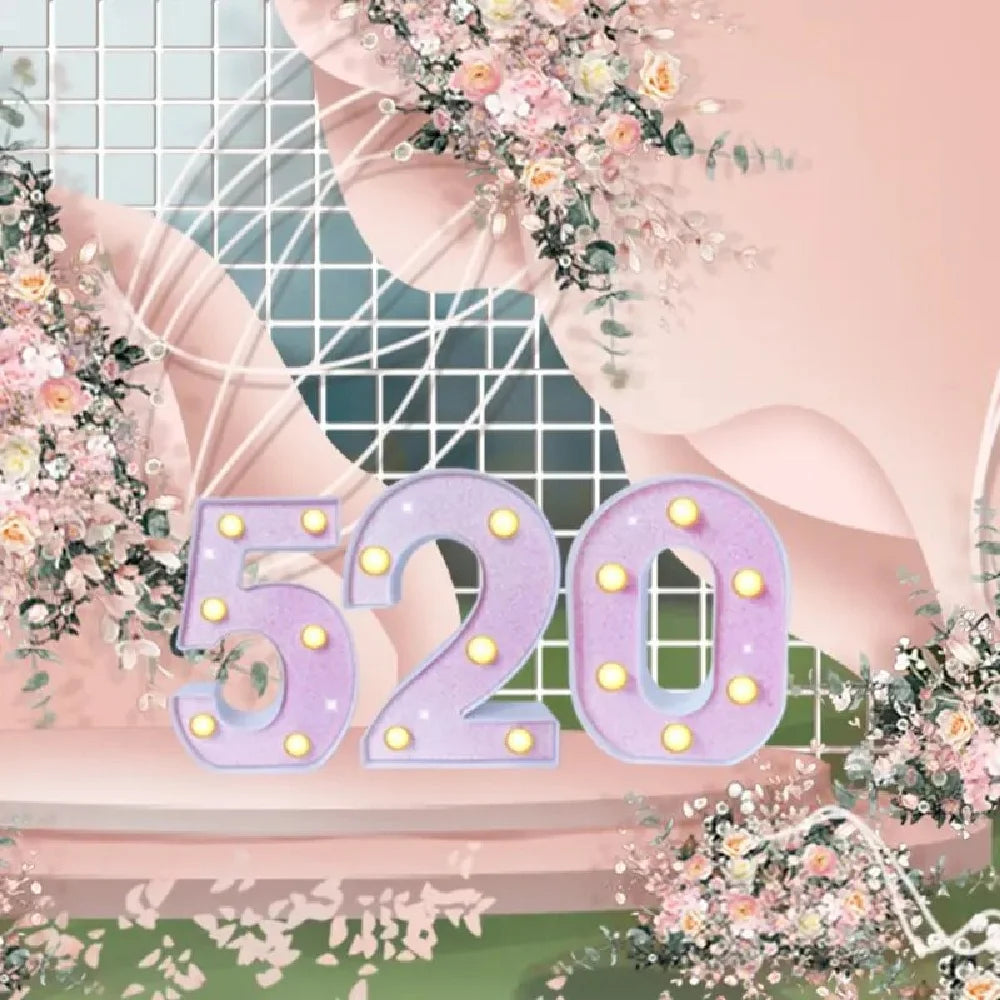 1PC 16cm LED Letter&Number Lights For Wedding,Proposal,Birthday,Party,Photo Props,Battery Powered Pink Glitter Decorative Lights